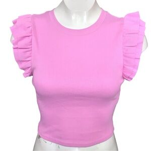 Zara Pink Ruffle Sleeve Crop Top